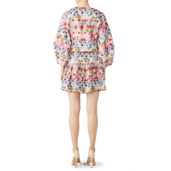 Alexis Damiani Watercolor V-Neckline Floral Print Mini Dress Multicolor Size XS - Picture 6 of 11